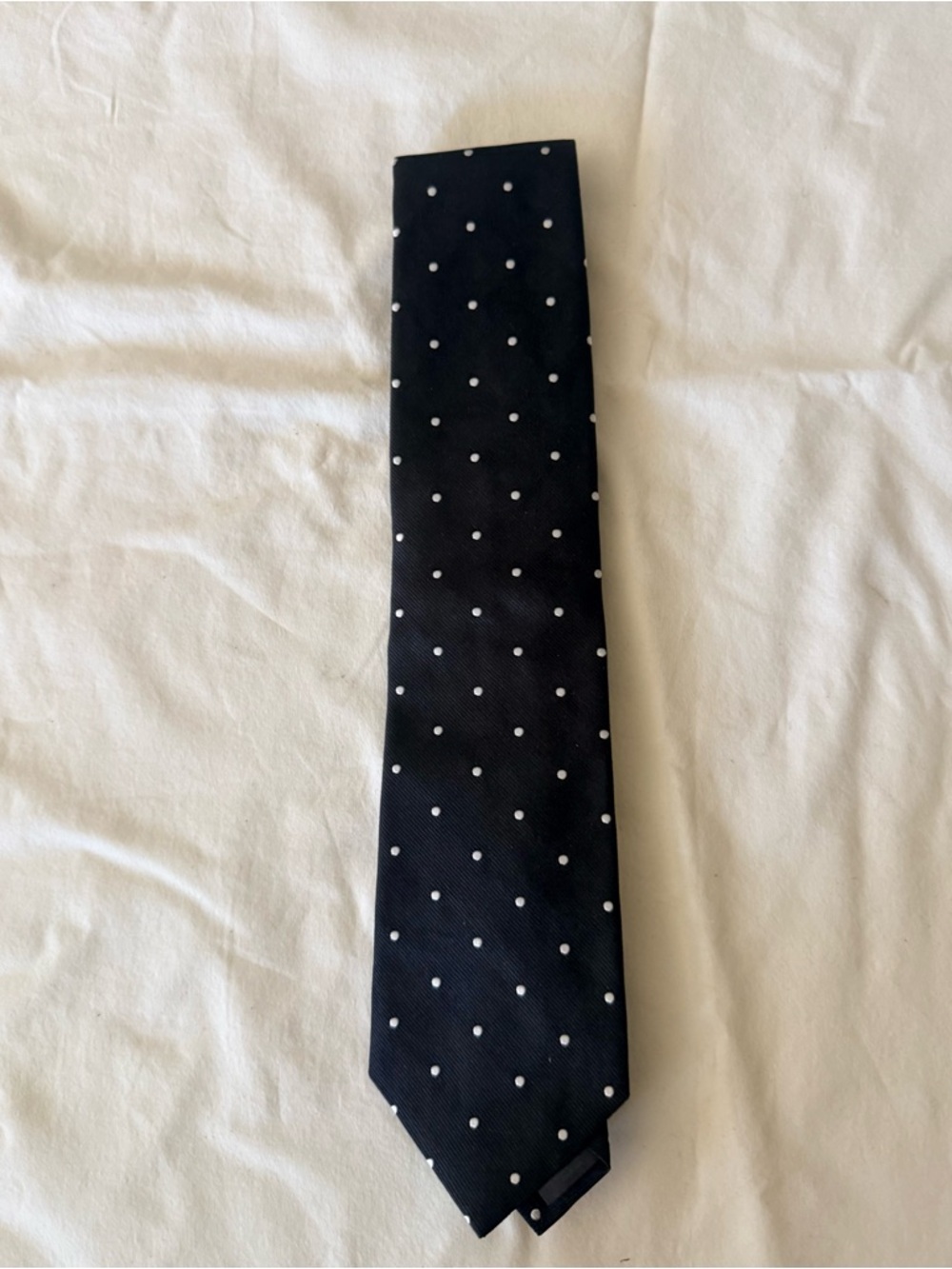 Brooks Brothers Black Tie with White Polka Dots - Silk Dress Tie